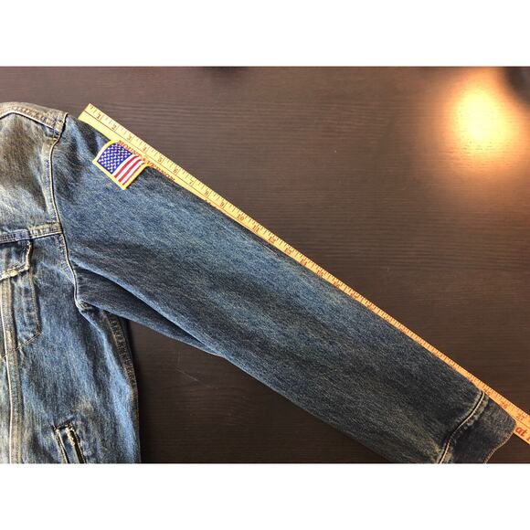 Mid 2000's Custom Patched Mens XL Denim Jacket 100% Cotton Kenkojuku, USA Flag - Picture 11 of 12